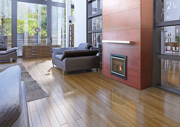 Horizontal fireplace wall panels